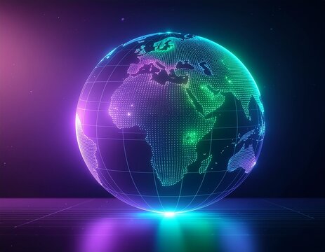 Digital holographic globe with AI network connections