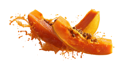 Blender is spinning papaya, isolated on a white background