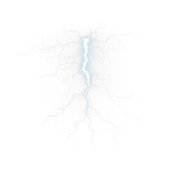 Dynamic lightning bolt overlay on a transparent background, perfect for adding dramatic effects to...