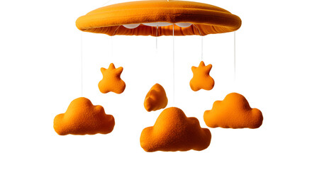 BABY TOYS - Orange baby mobile with cloud and star shapes for nursery decor, perfect for baby rooms and newborn gifts