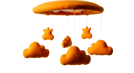 BABY TOYS - Orange baby mobile with cloud and star shapes for nursery decor, perfect for baby rooms and newborn gifts