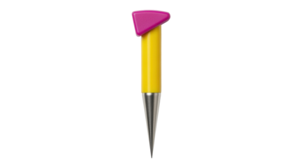 Isolated pink-and-yellow marker with a pointed silver tip ready for creativity and art