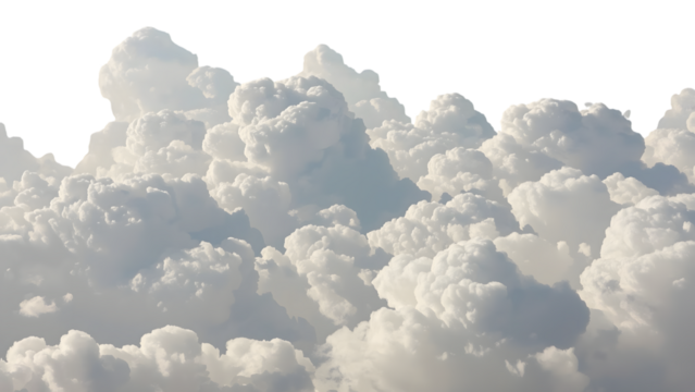 Cumulus Cloudscape: A captivating aerial view unveils a majestic expanse of fluffy cumulus clouds, their ethereal forms illuminated by the sun's gentle embrace.