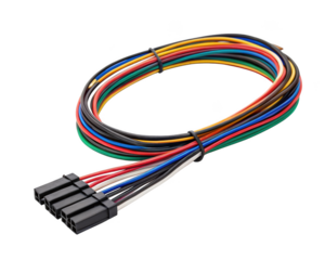 Bundle of colorful jumper wires isolated on transparent background