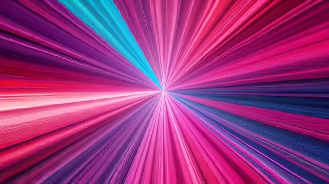 Abstract radiating beams in bright pink, red, purple, and blue hues; starburst pattern