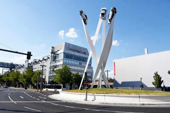 Stuttgart, Baden-W&uuml;rttemberg, Germany - July 2, 2025: Headquarters of Porsche in Stuttgart - Porsche is a German automobile manufacturer specializing in luxury, high-performance sports cars