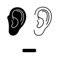 Ear icons with outline and solid fill with transparent background
