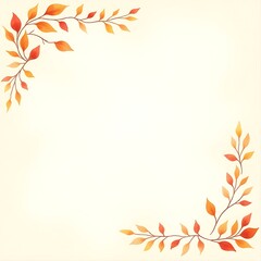 Autumn Leaves Watercolor Corner Border
