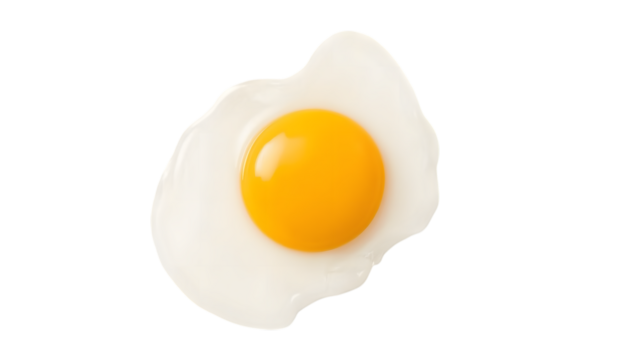 Golden yolk sunny side up: A close-up shot captures the perfection of a single, perfectly cooked sunny-side-up egg, with its vibrant yellow yolk glistening against a delicate white. 