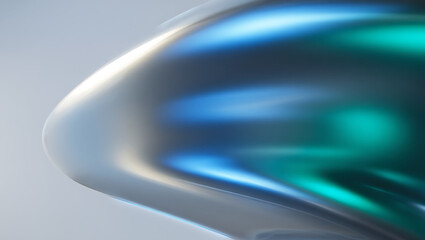 Abstract Metallic Sculpture with Blue and Teal Reflections fluid shape isolated on a transparent background