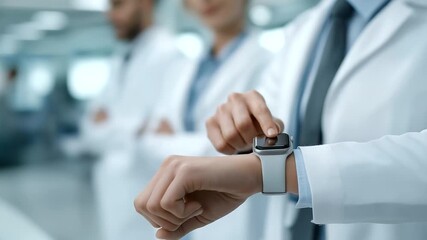 team of staff receiving real time alerts on smartwatches about equipment shortages subtle vibration haptic feedback proactive care three quarter wide angle cinematic color correct