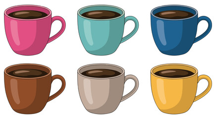 disposable coffee cup set with lid illustration