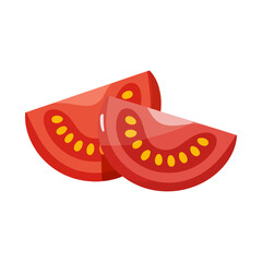 fresh tomato and slice in basket illustration