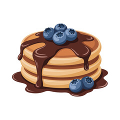 isometric pancake stack with berries illustration