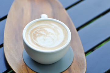 hot coffee, cappuccino coffee or latte coffee or flat white