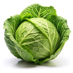Obraz premium Fresh Green Cabbage Isolated on White vegetable healthy