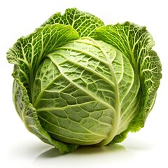Fototapeta premium Green Cabbage Head Isolated on White Background vegetable
