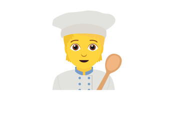chef baker cook non-binary person smile head smiling emoji symbol sign icon vector illustration isolated flat