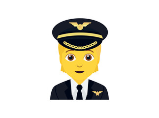 pilot person non-binary aircraft aviation profession hat head face smiling avatar emoji symbol sign icon vector illustration isolated flat profile airplane plane