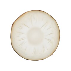 Jerusalem Artichoke Cross-Section, Sunchoke Slice and Natural Inulin Source for Gut Health, Isolated on White Background
