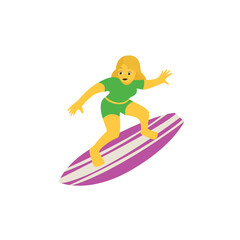 surfer woman pink surfboard surfing sports women emoji symbol sign icon vector illustration isolated flat