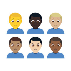 sad man frown frowning head character person emoji symbol sign icon vector illustration isolated flat