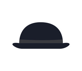 black bowler hat emoji symbol sign icon vector illustration isolated flat