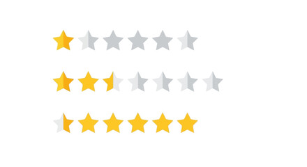 Three rows of star ratings, each with a different number of filled stars, representing reviews.