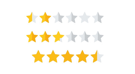 Rating stars showing one and a half, three, and four and a half stars.