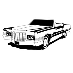 Black & white vintage convertible car