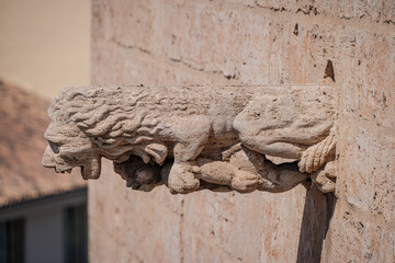 Gargoyle of Lion (Lonja de Valencia) at Torres de Serranos (Serranos Towers), Valencia, Spain	