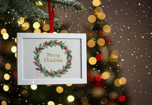Hanging Christmas Frame Mockup