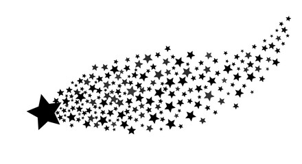A cluster of small black stars trailing behind a larger black star, creating a shooting star effect.