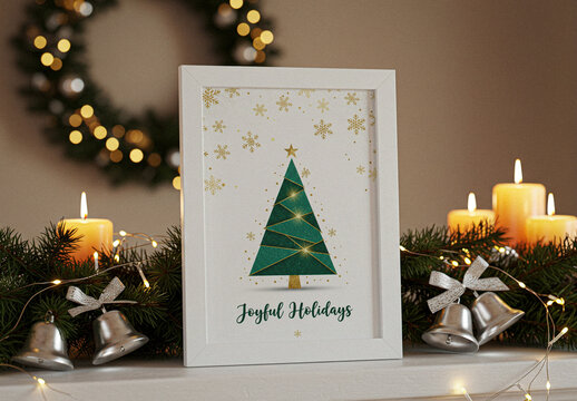 White Christmas Frame Mockup