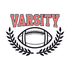 Varsity football emblem with laurel wreath sport team spirit american football