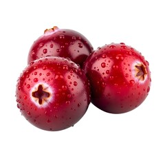 Fresh Cranberries with Water Droplets, Antioxidant Superfood for Detox Tonics, Isolated on White Background

