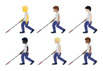 person walking with a cane mobility aid visually impaired blind emoji symbol sign icon vector illustration isolated flat non-binary
