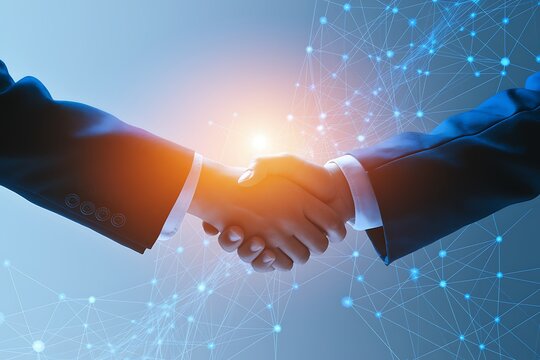 Business network concept. Customer support. Shaking hands.