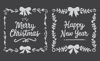Hand drawn Christmas vintage frame. New Year design