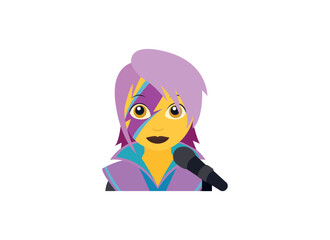 Singer pop star woman pink hair rock artist show person lightning paint face emoji symbol sign icon vector illustration isolated flat