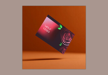 Editable Business Card Mockup on Brown Background.