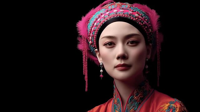 Classical Hanfu Woman Gazing Sideways Exudes Oriental Beauty