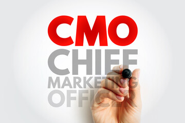 CMO Chief Marketing Officer - corporate executive responsible for marketing activities in an organization, acronym text concept background