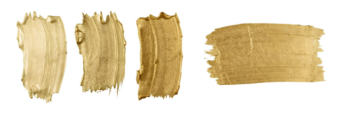 Golden Brushstrokes: A display of elegant gold paint swatches. A visual exploration of texture, shine, and color, each stroke tells a story of artistry and refinement. 