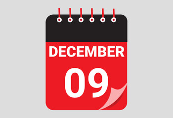 Simple Flat August 09 Calendar Icon for Daily Planner