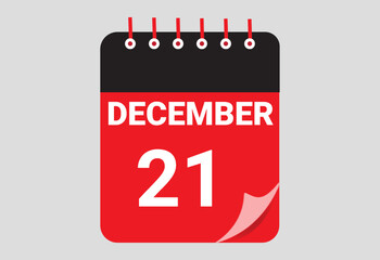 Simple Flat August 21 Calendar Icon for Daily Planner