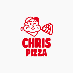 Logo Cartoon pizza Vector illustration hand drawn