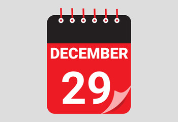 Simple Flat August 29 Calendar Icon for Daily Planner