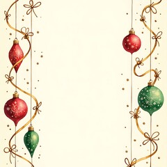 Watercolor Christmas Ornament Border
