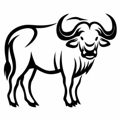 Buffalo silhouette on white background